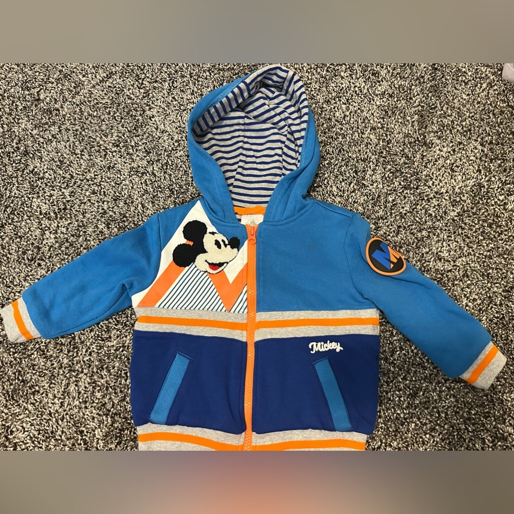 mickey Mouse Blue and Orange Kids Hoodie